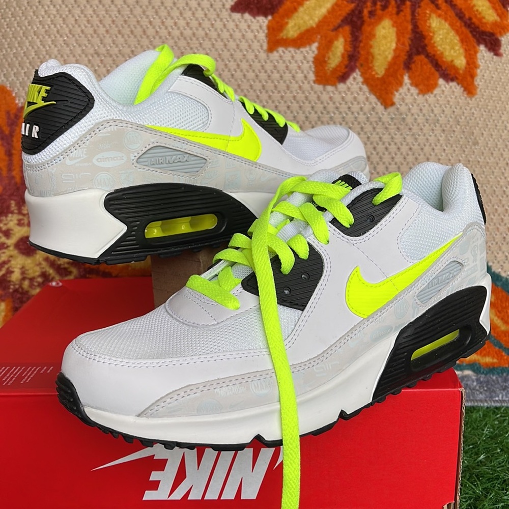 Nike Air Max 90 LTR Leather White Volt WMNS White/Volt-Black-Pure Platinum - Picture 11 of 16